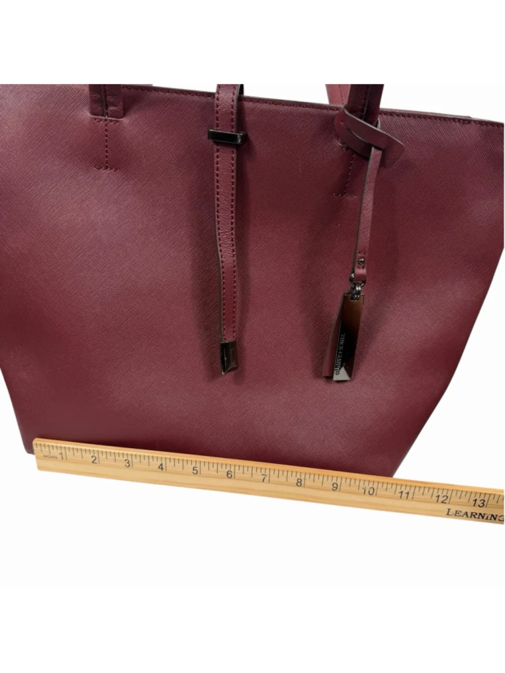 Vince Camuto Leila Tote Bag Merlot Saffiano Leather Hand Straps Women's Purse - Picture 7 of 9